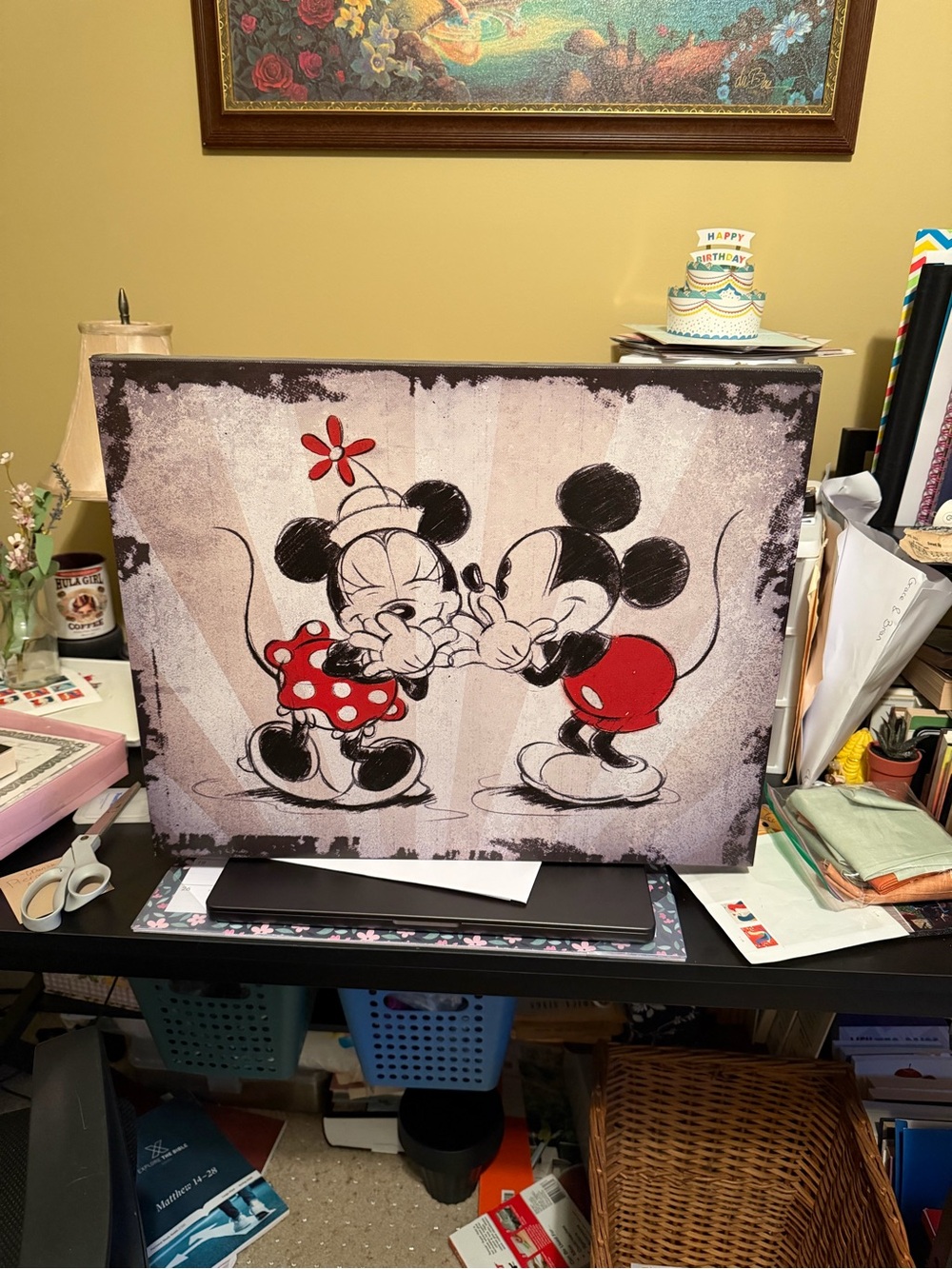 Disney Minnie & Mickey Retro Canvas Art - Red, Black, White